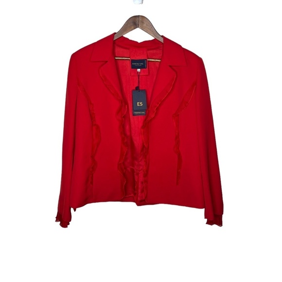 Esencial Coleccion Jackets & Blazers - Esencial Coleccion Women’s Ruffle Red Blazer Made In Spain